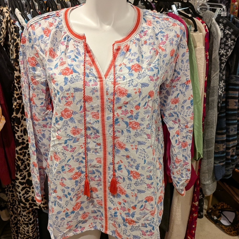 Joules Floral Print Boho Blouse - 10